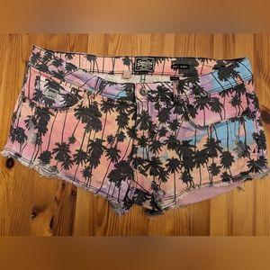 Superdry sunset palm distressed hot pants shorts